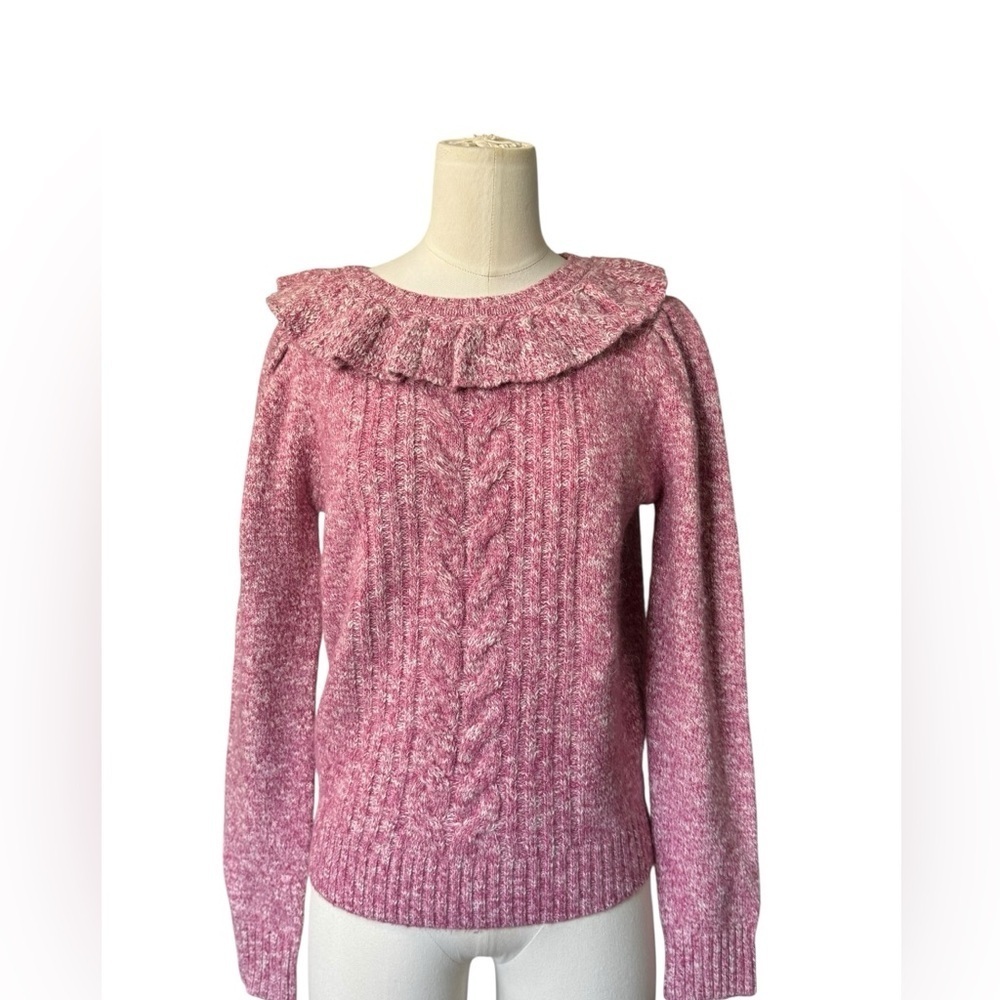 GREYLIN Claris Cozy Lurex Knot Sweater in Magneta Pink  Wool Blend in Sz Large - Picture 2 of 9